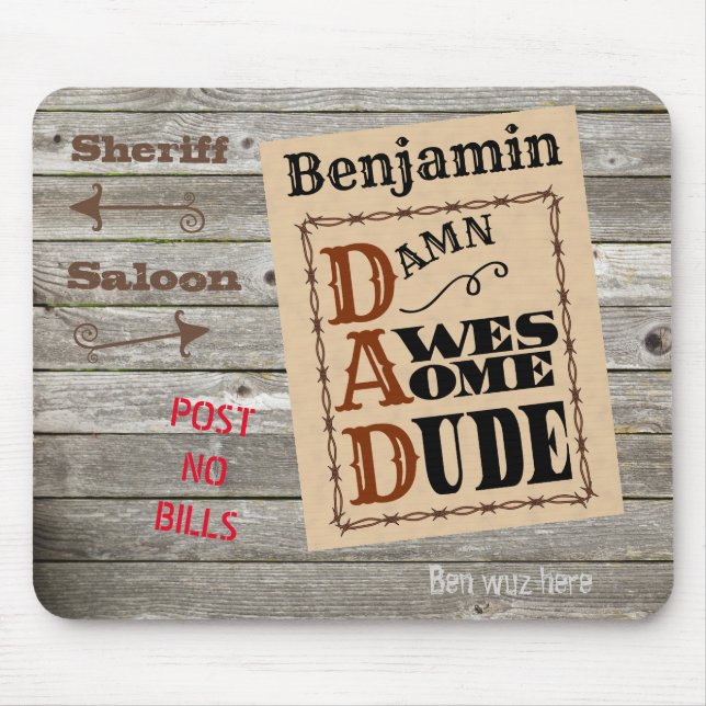 Mousepad Incrível Cara Ocidental Nome Personalizado (Frente)