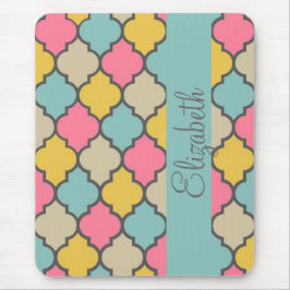 Mousepad incrível e fofo padrão colorido Quatrefoil