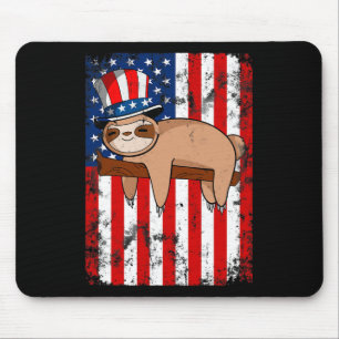 Mousepad Independência De Bandeiras Americanas Cute Sloth