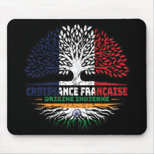 Mousepad Índia Índia França França Árvore Bandeira
