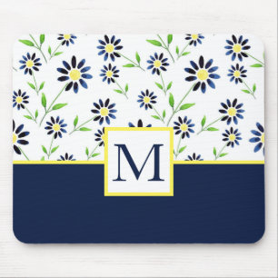 Mousepad Indigo Daisy Pattern