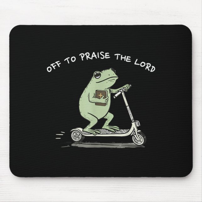 Mousepad Indo louvar o Senhor Funny Christian Meme Frog H (Frente)