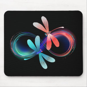 Mousepad Infinito com libélulas brilhantes