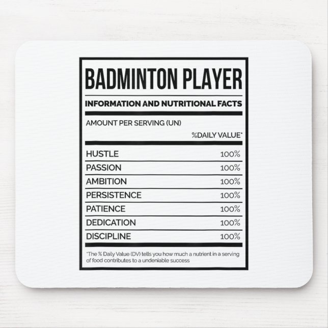 Mousepad Informações Sobre Os Jogadores De Badminton E Fato (Frente)