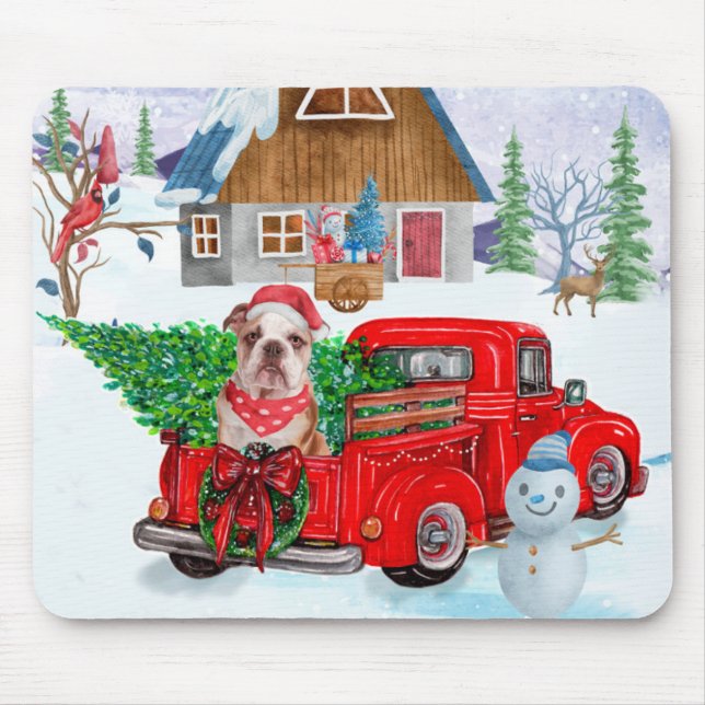 Mousepad Inglês Buldogue No Parto De Natal (Frente)