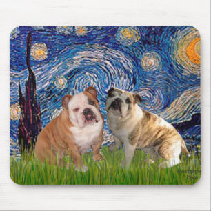 Mousepad Inglês Bulldog Pair 2 - Starry Night