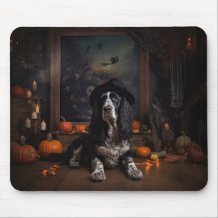 Mousepad Inglês Cocker Spaniel Pumpkins Halloween Assustado