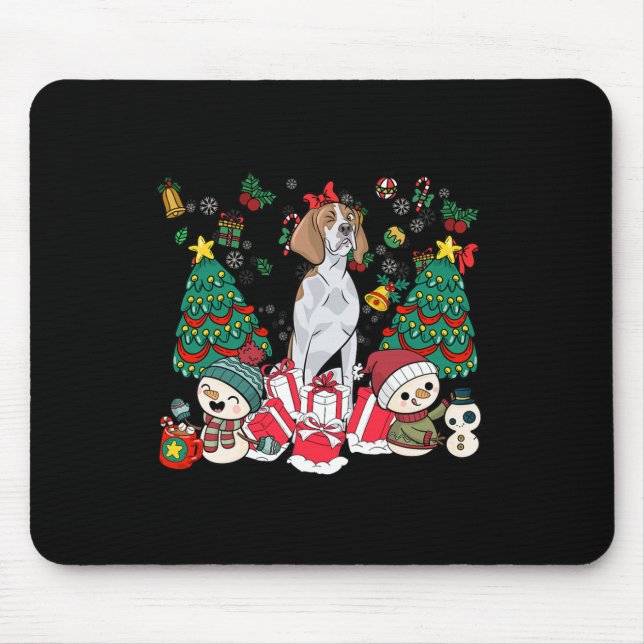Mousepad Inglês Pointer Engraçado Cachorro De Natal Para Mu (Frente)
