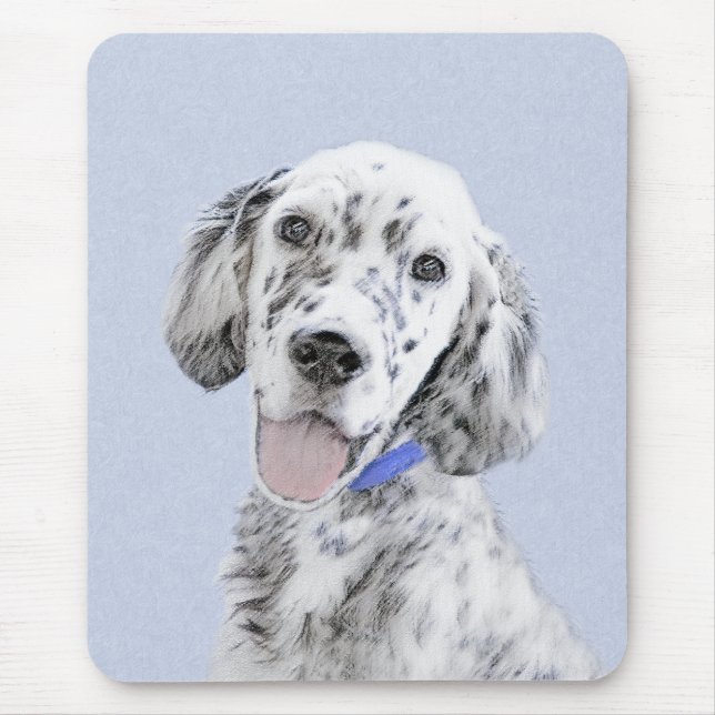 Mousepad Inglês Setter Blue Belton pintando arte canina (Frente)