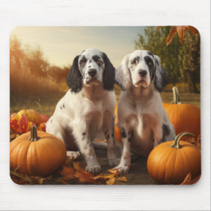 Mousepad Inglês Setter Puppy Autumn Delight Pumpkin