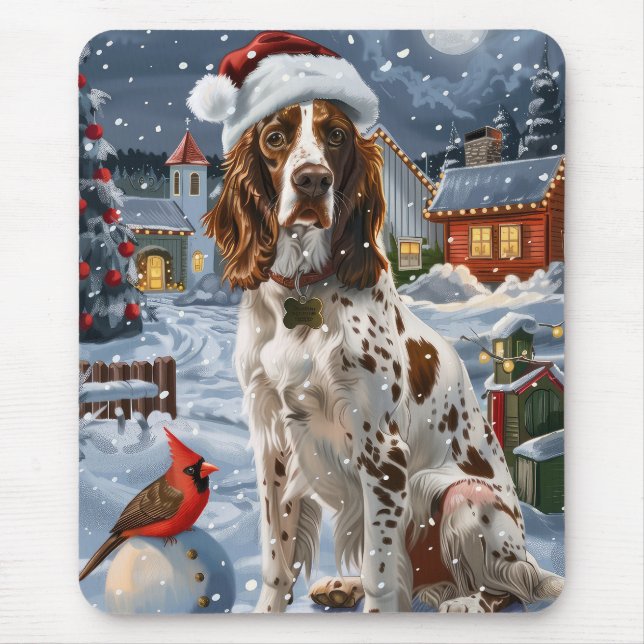 Mousepad Inglês Setter Winter Wonderland Natal Joy (Frente)