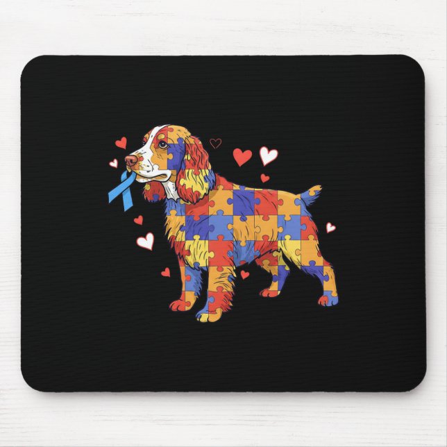 Mousepad Inglês Springer Spaniel Quebra-cabeça Autism Awarn (Frente)