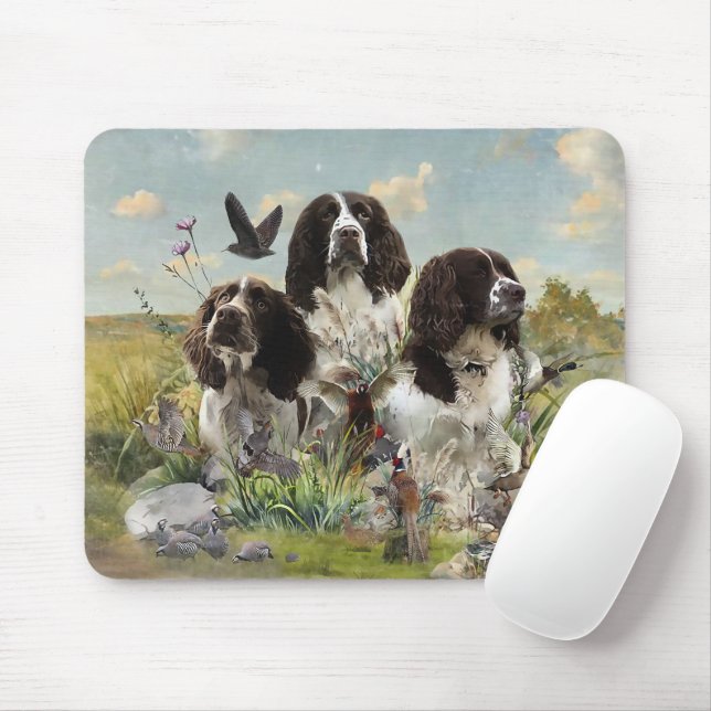 Mousepad Inglês Springer Spaniels, Arte (Com mouse)