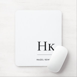 Mousepad Iniciais Brancas Simples Modernas e Minimalistas,