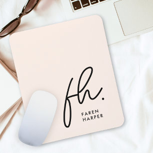 Mousepad Iniciais Cor-de-Rosa Escamoteados de Script Modern