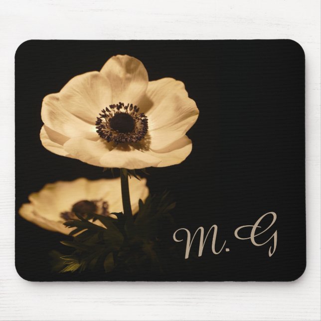 Mousepad Iniciais de Flores Anemônicas Elegantes (Frente)
