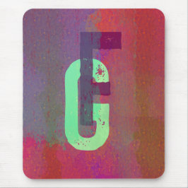 Mousepad Iniciais de Monograma Arte Grunge Funk Roxo Verde