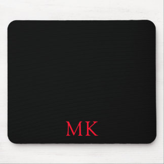 Mousepad Iniciais de Monograma Vermelho Preto Personalizado