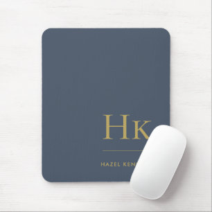 Mousepad Iniciais Douradas Clássicas do Marinho Elegante Mo