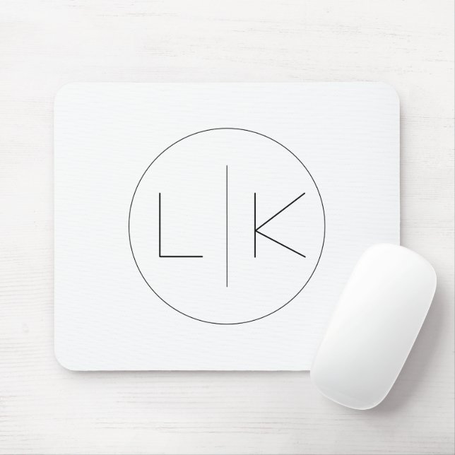 Mousepad Iniciais Elegantes Minimalistas em Preto em Branco (Com mouse)
