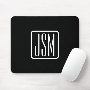 Mousepad Iniciais Monogramadas Modernas Preto e Branco
