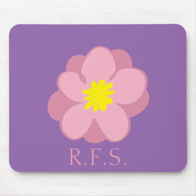 Mousepad Iniciais Monogramados De Flor Roxo (Frente)