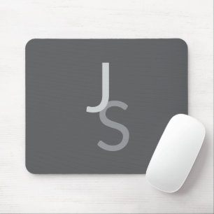 Mousepad Iniciais Monogramas Sobrepostos Modernos Cinza