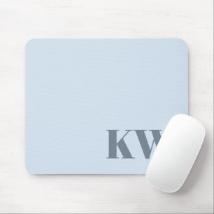 Mousepad Iniciais Personalizadas Monograma Azul Macio Moder