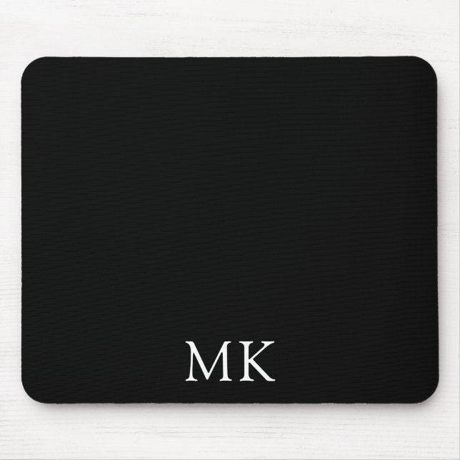 Mousepad Iniciais personalizados de monograma preto (Frente)