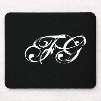Mousepad Iniciais personalizados preto e branco moderno