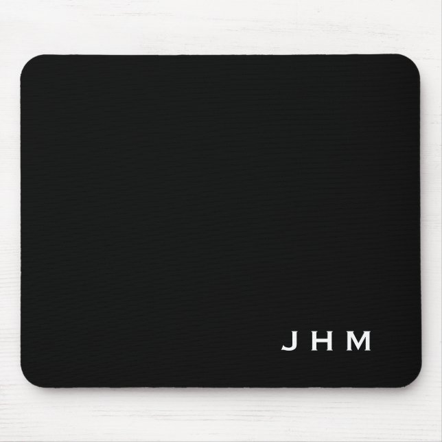 Mousepad Iniciais profissionais de monograma preto e branco (Frente)