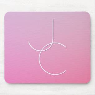 Mousepad Iniciais Sobrepostas Modernas 2 Pink Ombre