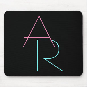 Mousepad Iniciais Sobrepostas Modernas Rosa Turquesa Pret