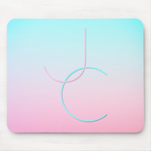 Mousepad Iniciais Sobrepostos Modernos 2 | Turquesa Rosa (Frente)