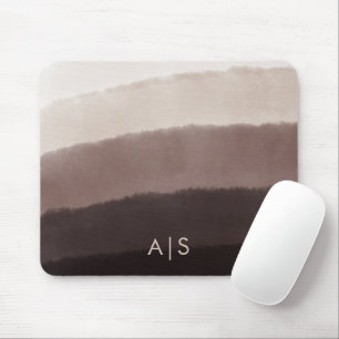 Mousepad Inicial de Monograma Aquarela Marrom Noz Ombre