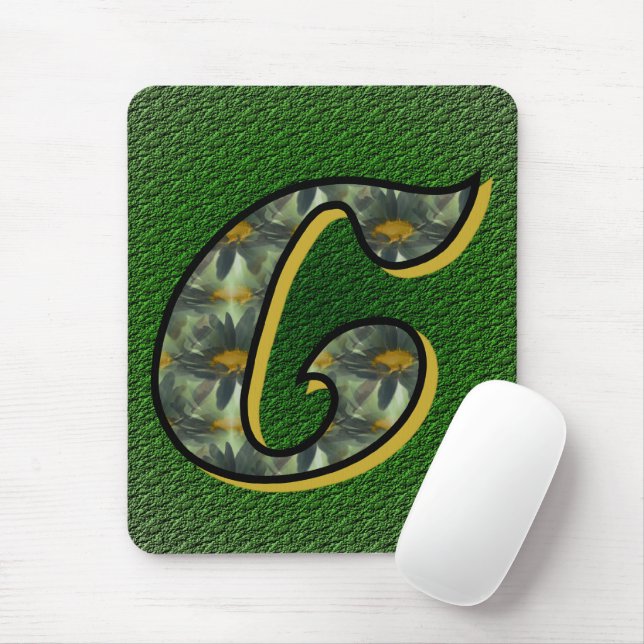 Mousepad Inicial de Monograma C Margaridas Arte Floral (Com mouse)