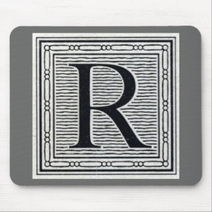 Mousepad Inicial de Woodblock do Woodcut da letra de bloco