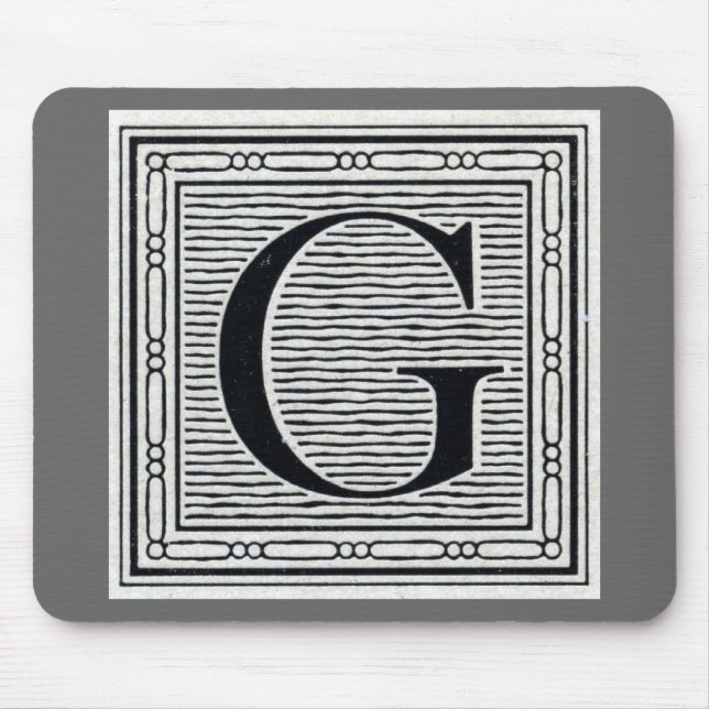 Mousepad Inicial de Woodblock do Woodcut da letra de bloco (Frente)