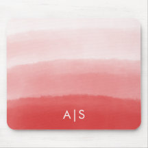 Inicial do Monograma Aquarela Coral Vermelho Ombre