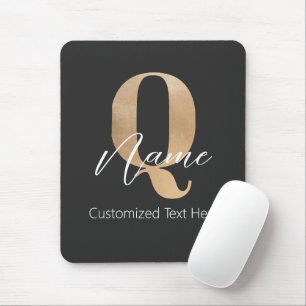 Mousepad Inicial Moderna Monogramada Q & Nome Personalizado