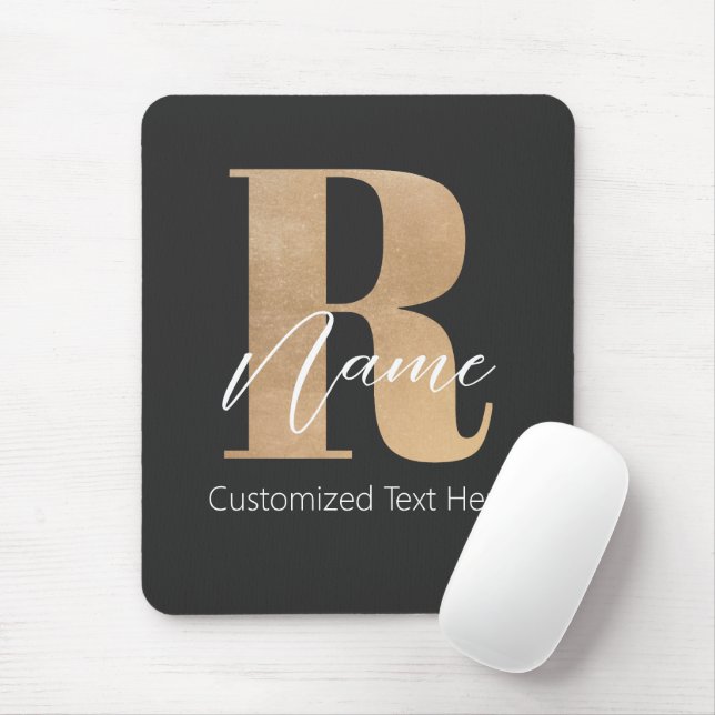 Mousepad Inicial Moderna Monogramada R & Nome Personalizado (Com mouse)