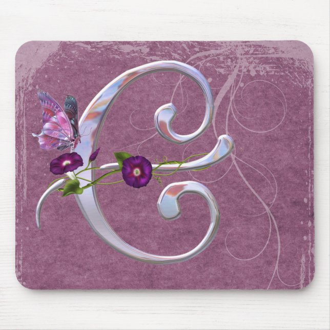 Mousepad Inicial preciosa C da borboleta (Frente)