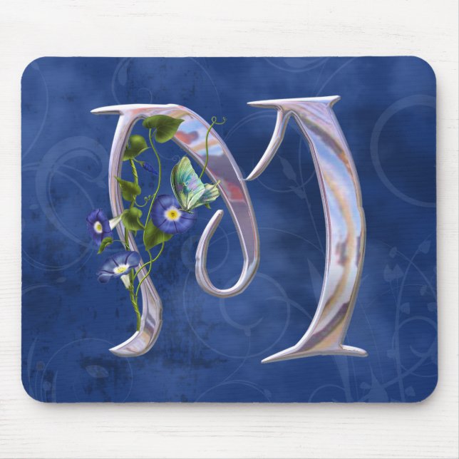 Mousepad Inicial preciosa M da borboleta (Frente)