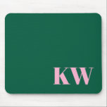 Mousepad Iniciales Personalizadas de Monograma Rosa Verde M<br><div class="desc">Mouse Pad Personalizado com Iniciales de Monograma Rosa e Verde Moderno</div>