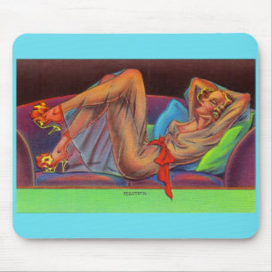 Mousepad início da década de 1940 Linda menina dos alfine