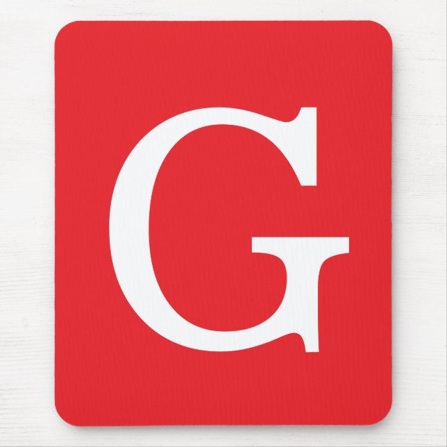 Mousepad Initial Letter Monogram Red White Plain Simple (Frente)