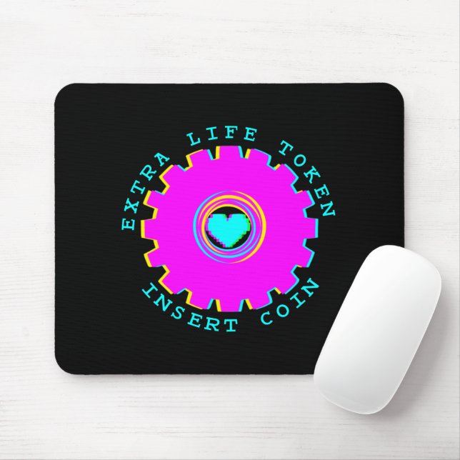 Mousepad Inserir Moeda Retro Arcade Vida Extra Coração de J (Com mouse)