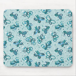 Mousepad Insetos de rabisco Borboletas - turquesa - padrão