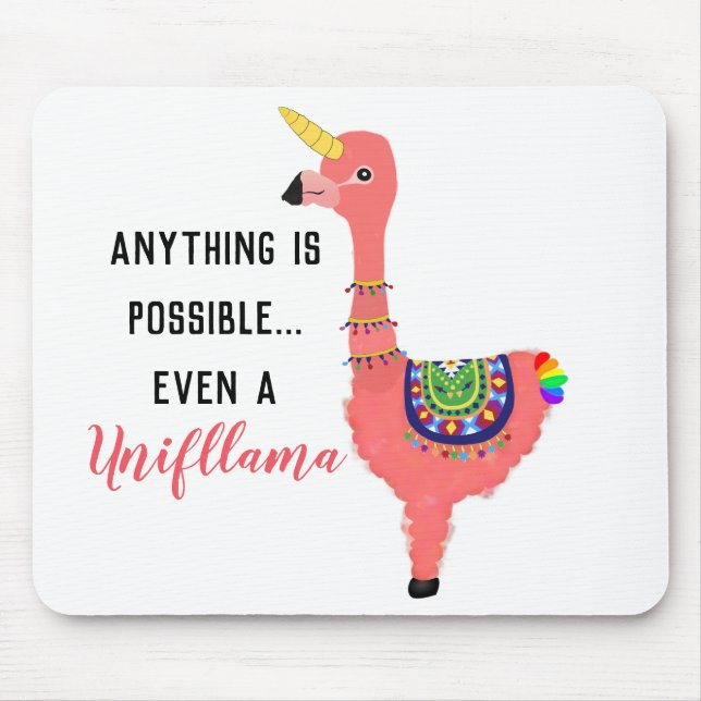 Mousepad Inspiração Brito Rosa Unicorn Flamingo Llama (Frente)