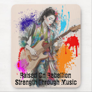 Mousepad Inspiração de Arte Guitarista de Mulher Japonesa P
